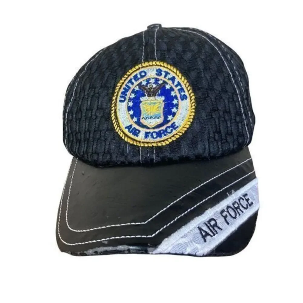 US Air Force Hat USAF‎ Embroidered Cap Black Mesh Military Adjustable